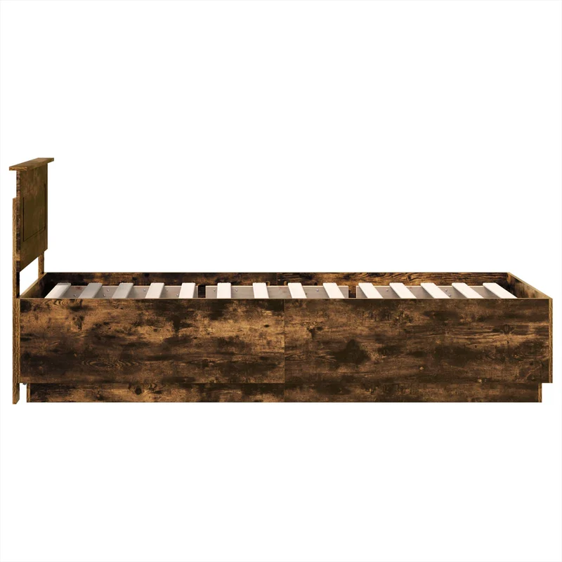 Bed Frame with Headboard Smoked Oak 90 x 190 cm Engineered Wood