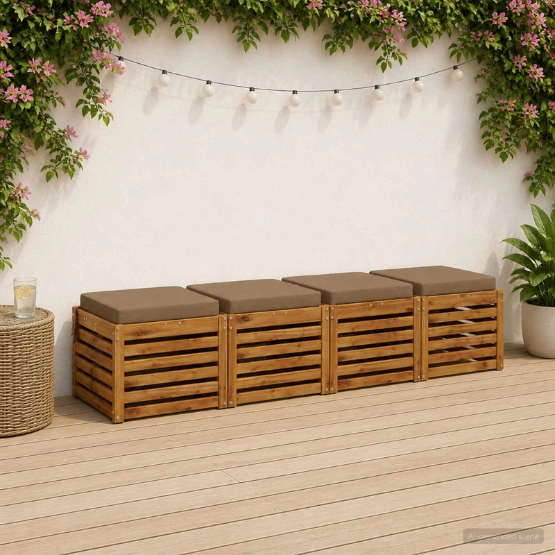 Seat Cushions SOEST 4 pcs 100% Polyester Taupe 50 x 50 x 7 cm