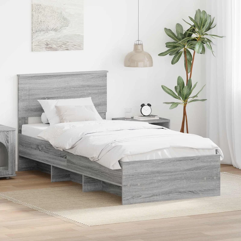 Bed Frame Grey Sonoma 75 x 190 cm Engineered Wood