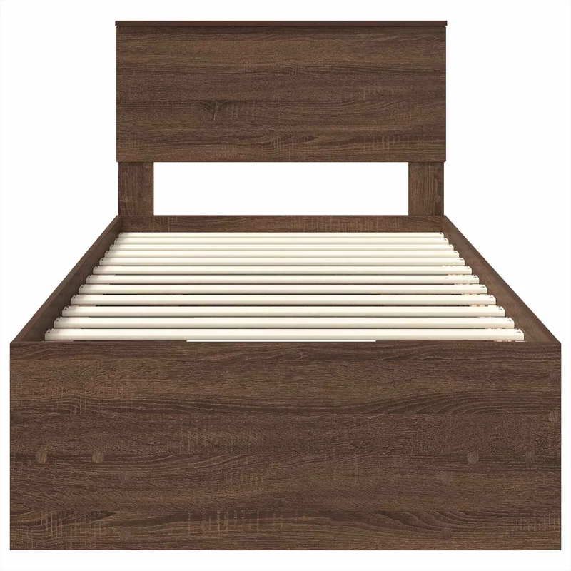 Bed Frame Brown Oak 75 x 190 cm Engineered Wood