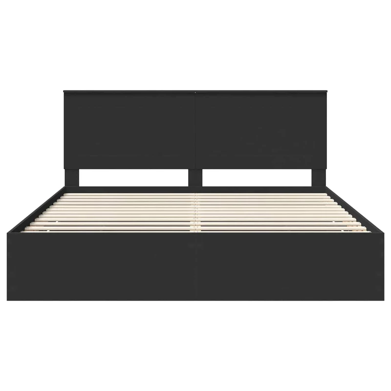 Bed Frame with Drawer Black 200 x 200 cm Engineer Wood