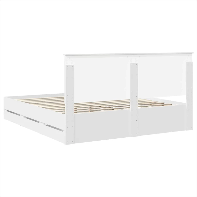Bed Frame with Drawer White 180 x 200 cm Engineer Wood