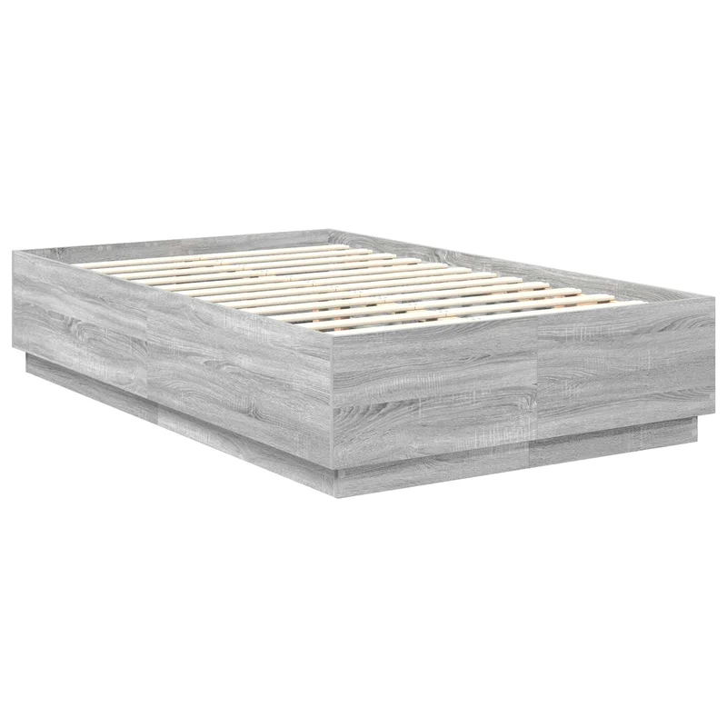 Bed Frame Grey Sonoma 135 x 190 cm Engineered Wood