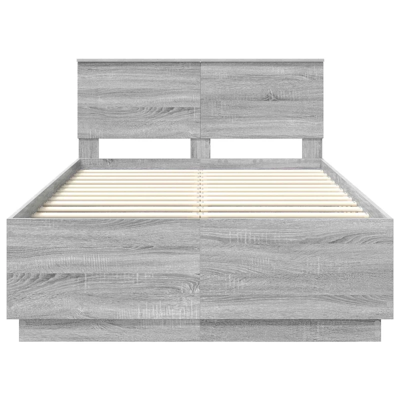 Bed Frame Grey Sonoma 135 x 190 cm Engineered Wood