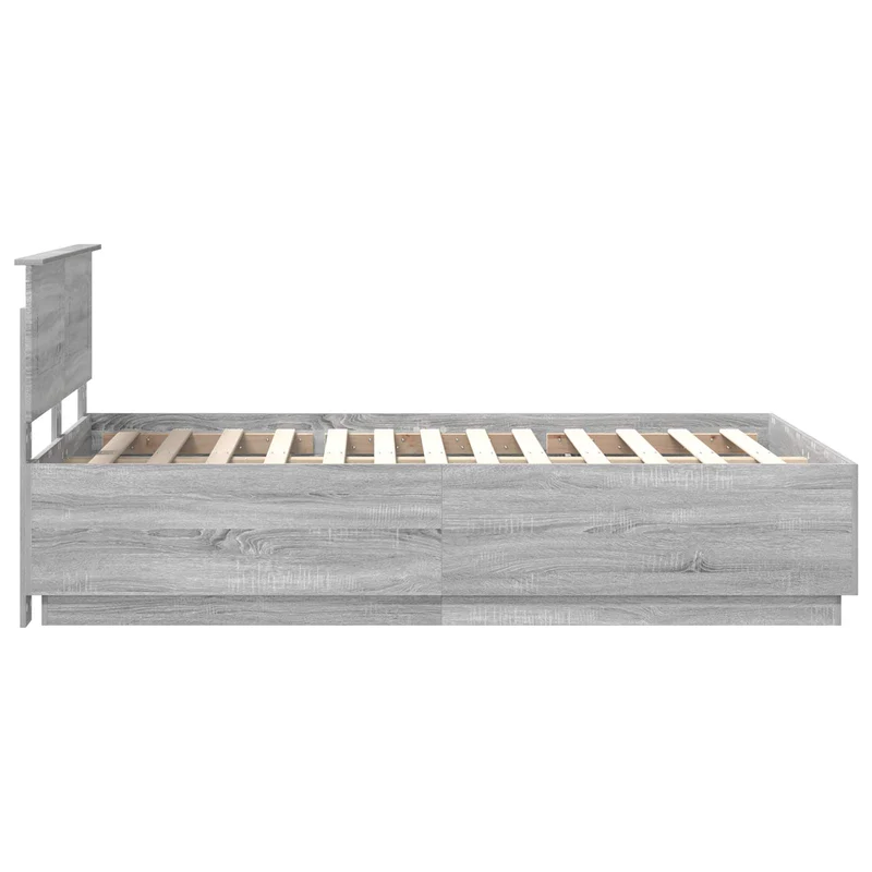 Bed Frame Grey Sonoma 135 x 190 cm Engineered Wood