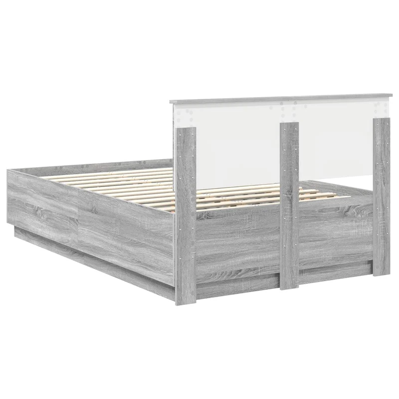 Bed Frame Grey Sonoma 135 x 190 cm Engineered Wood