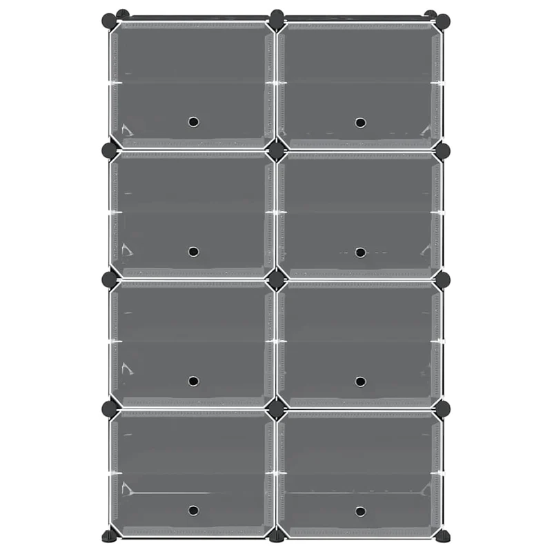 Storage Cube Organiser with 8 Cubes and Doors Black PP