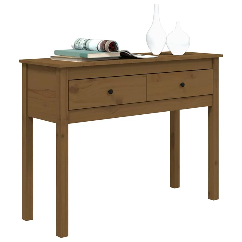 Console Table Honey Brown 100x35x75 cm Solid Wood Pine