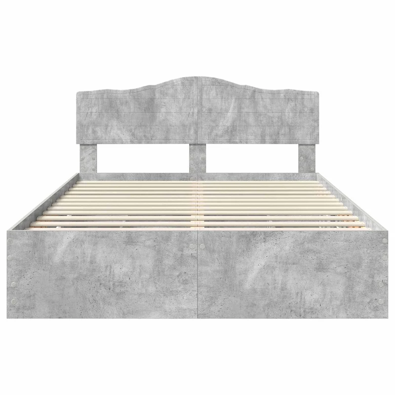 Bed Frame with Drawer Concrete Grey 140 x 190 cm Engineer Wood