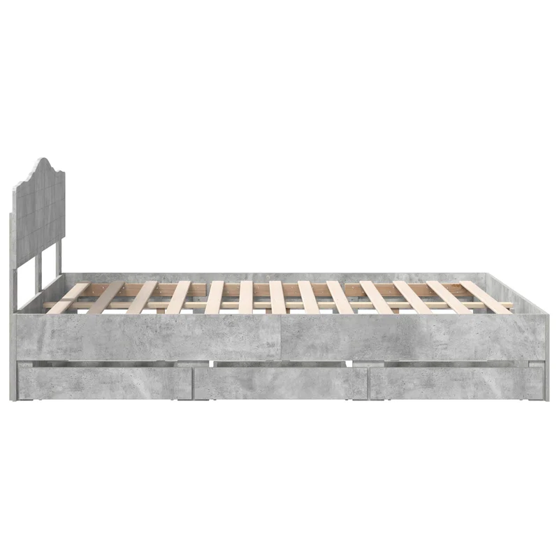Bed Frame with Drawer Concrete Grey 140 x 190 cm Engineer Wood