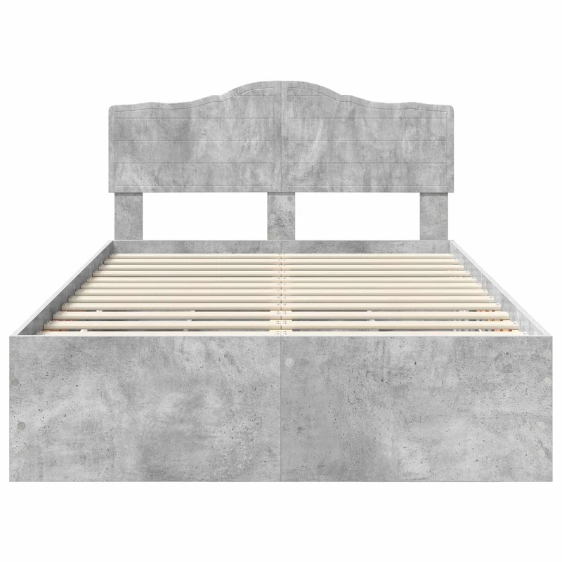 Bed Frame with Drawer Concrete Grey 135 x 190 cm Engineer Wood