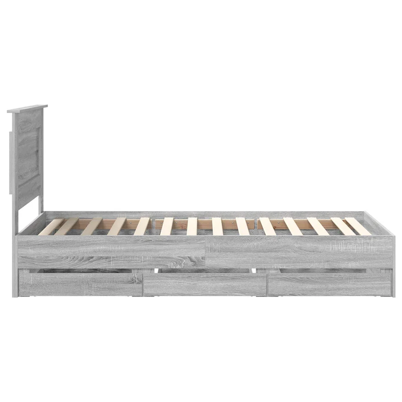 Bed Frame with Drawer Grey Sonoma 75 x 190 cm Engineer Wood