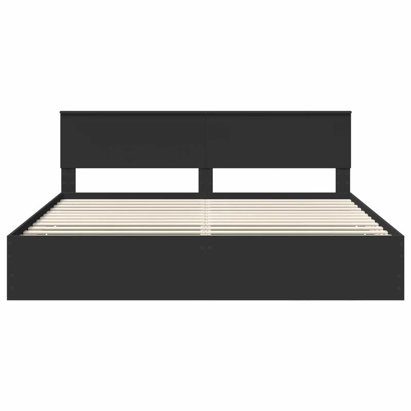 Bed Frame with Drawer Black 200 x 200 cm Engineer Wood