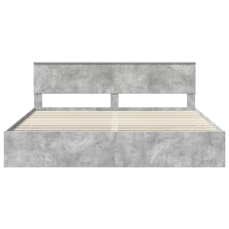 Bed Frame with Drawer Concrete Grey 200 x 200 cm Engineer Wood