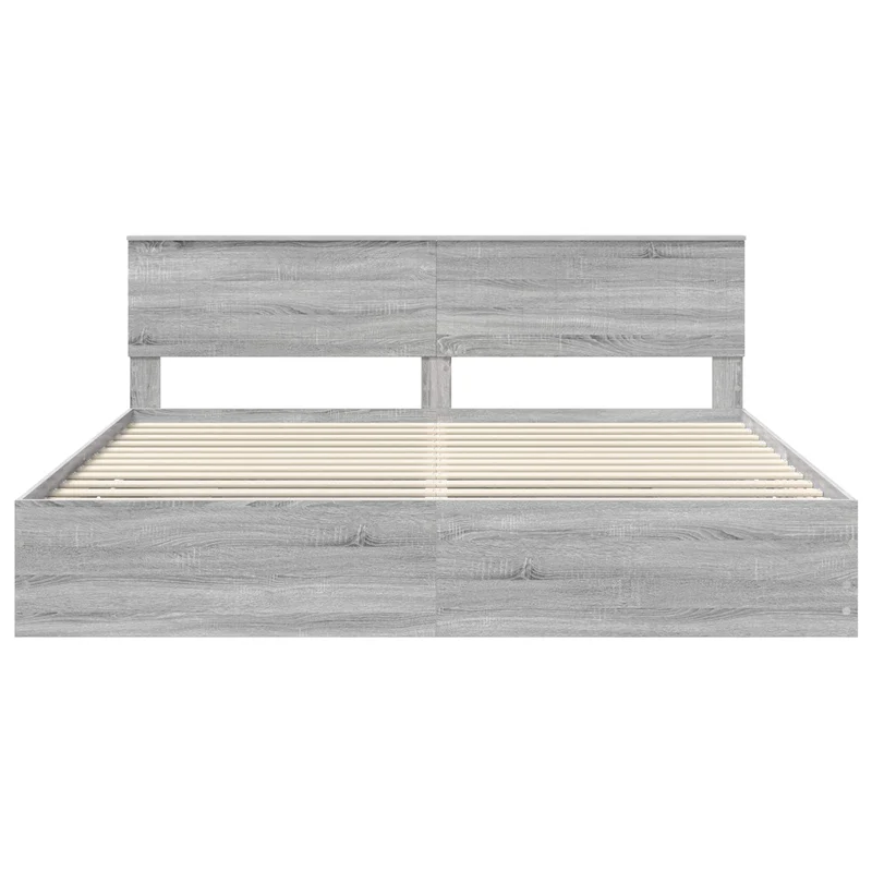 Bed Frame with Drawer Grey Sonoma 200 x 200 cm Engineer Wood