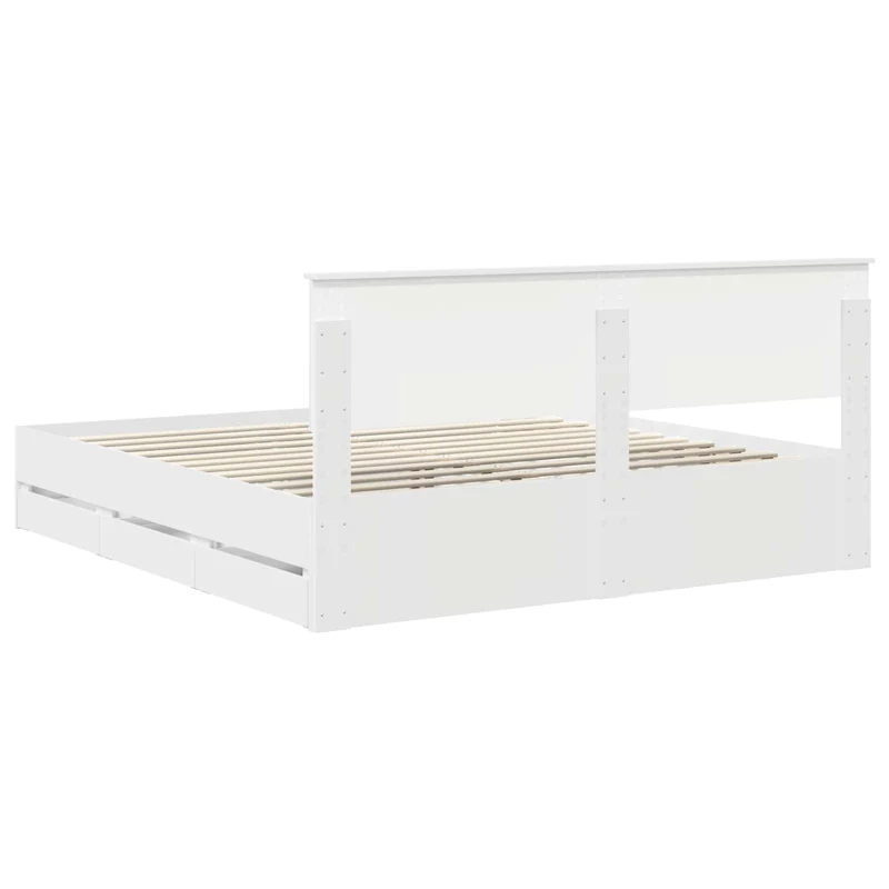 Bed Frame with Drawer White 180 x 200 cm Engineer Wood