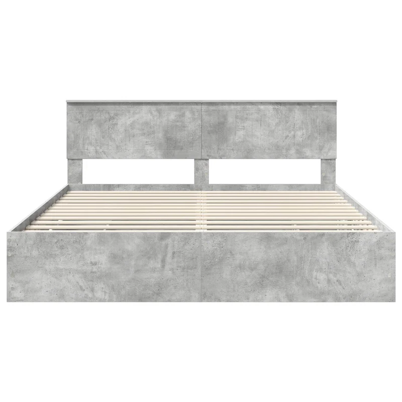 Bed Frame with Drawer Concrete Grey 180 x 200 cm Engineer Wood