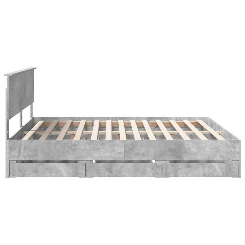 Bed Frame with Drawer Concrete Grey 180 x 200 cm Engineer Wood