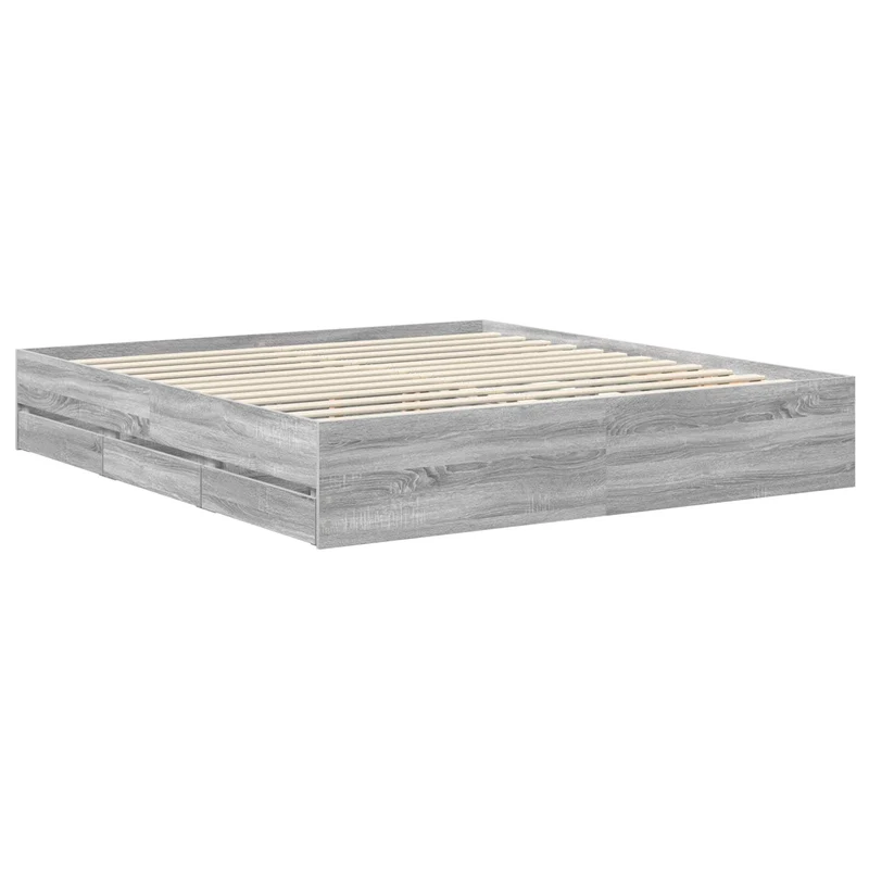 Bed Frame with Drawer Grey Sonoma 180 x 200 cm Engineer Wood