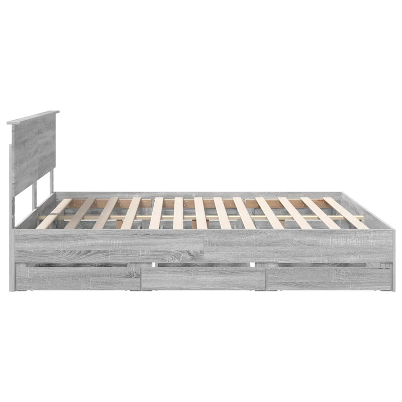 Bed Frame with Drawer Grey Sonoma 180 x 200 cm Engineer Wood