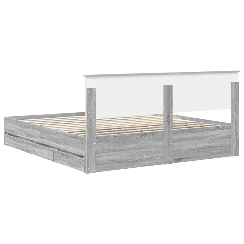 Bed Frame with Drawer Grey Sonoma 180 x 200 cm Engineer Wood
