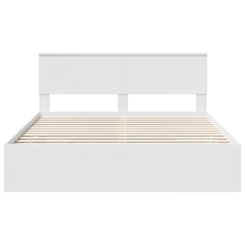 Bed Frame with Drawer White 160 x 200 cm Engineer Wood