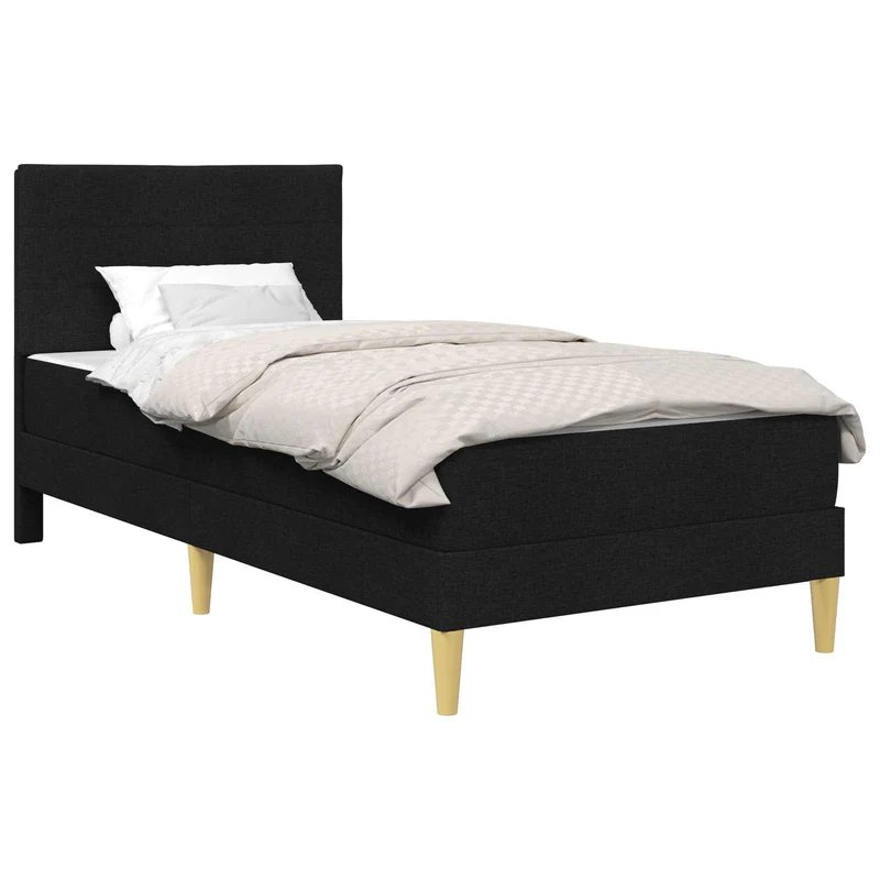 Bed Frame with Mattress Black 90 x 190 cm Fabric