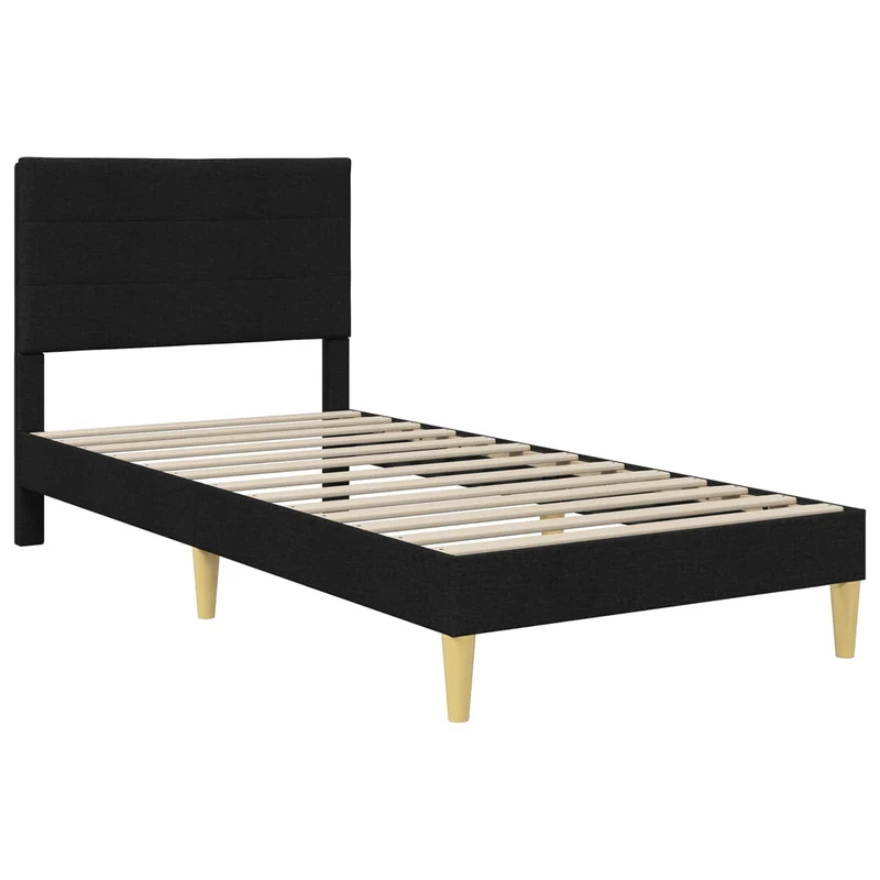 Bed Frame with Mattress Black 90 x 190 cm Fabric