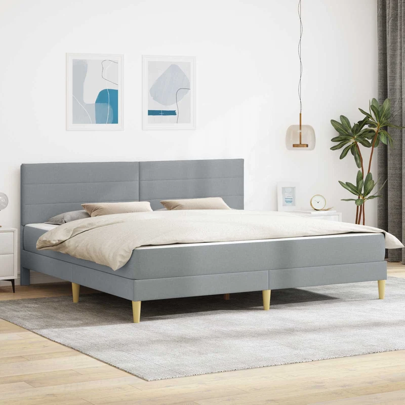 Bed Frame with Mattress Light Grey 180 x 200 cm Fabric