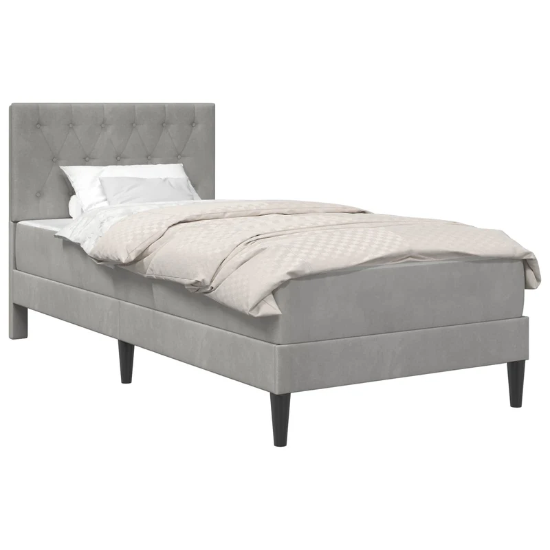 Bed Frame with Mattress Light Grey 90 x 190 cm Velvet
