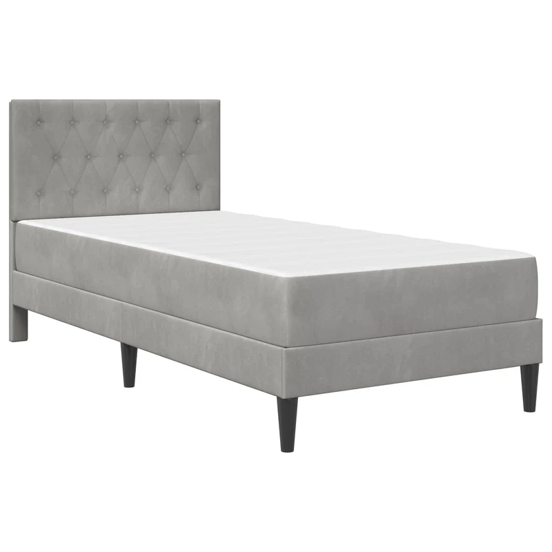 Bed Frame with Mattress Light Grey 90 x 190 cm Velvet