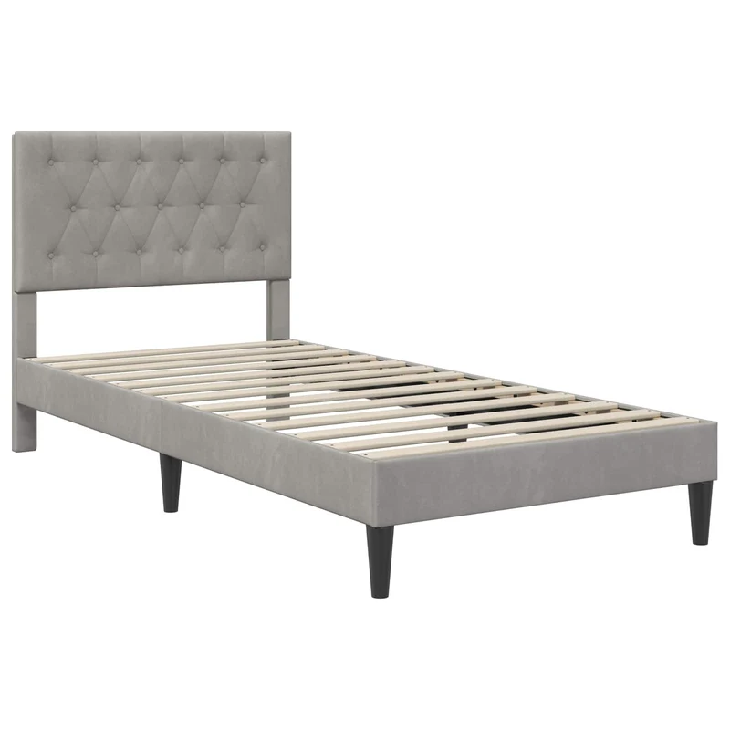 Bed Frame with Mattress Light Grey 90 x 190 cm Velvet
