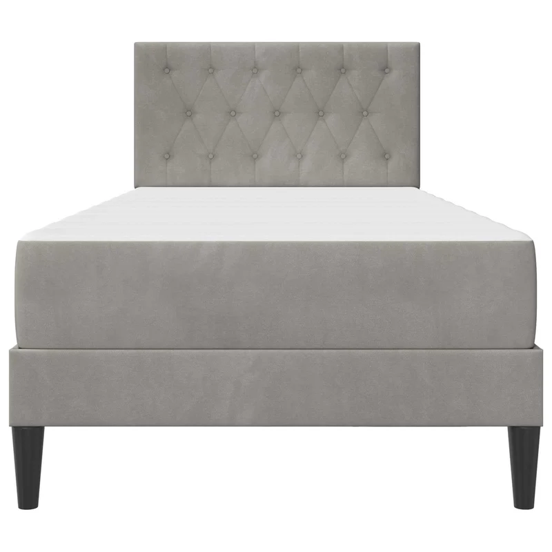 Bed Frame with Mattress Light Grey 90 x 190 cm Velvet
