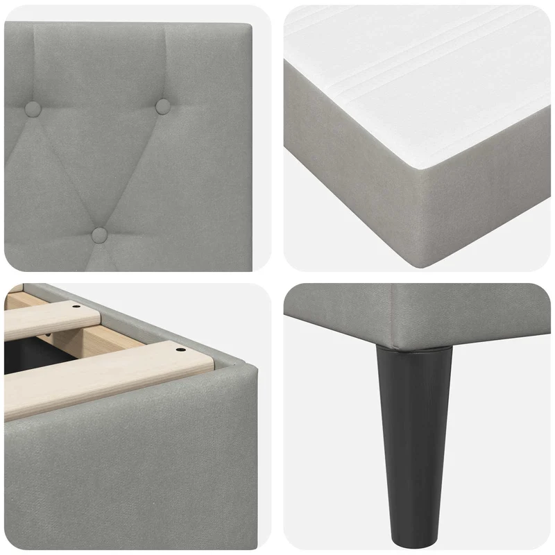 Bed Frame with Mattress Light Grey 90 x 190 cm Velvet