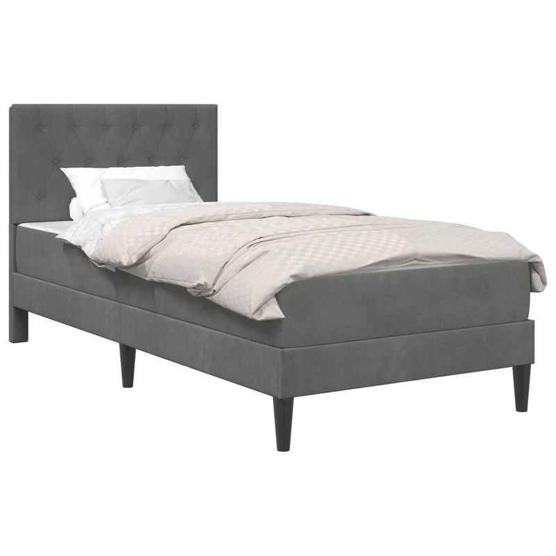 Bed Frame with Mattress Dark Grey 90 x 190 cm Velvet
