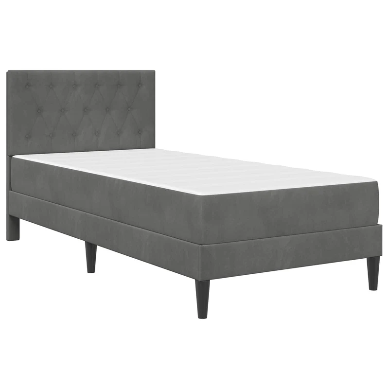 Bed Frame with Mattress Dark Grey 90 x 190 cm Velvet