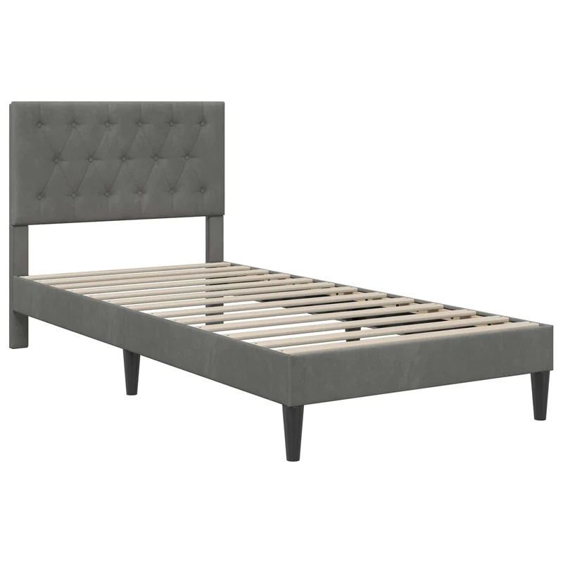 Bed Frame with Mattress Dark Grey 90 x 190 cm Velvet