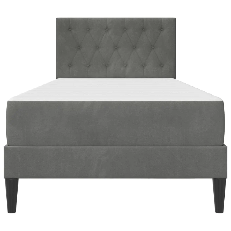 Bed Frame with Mattress Dark Grey 90 x 190 cm Velvet