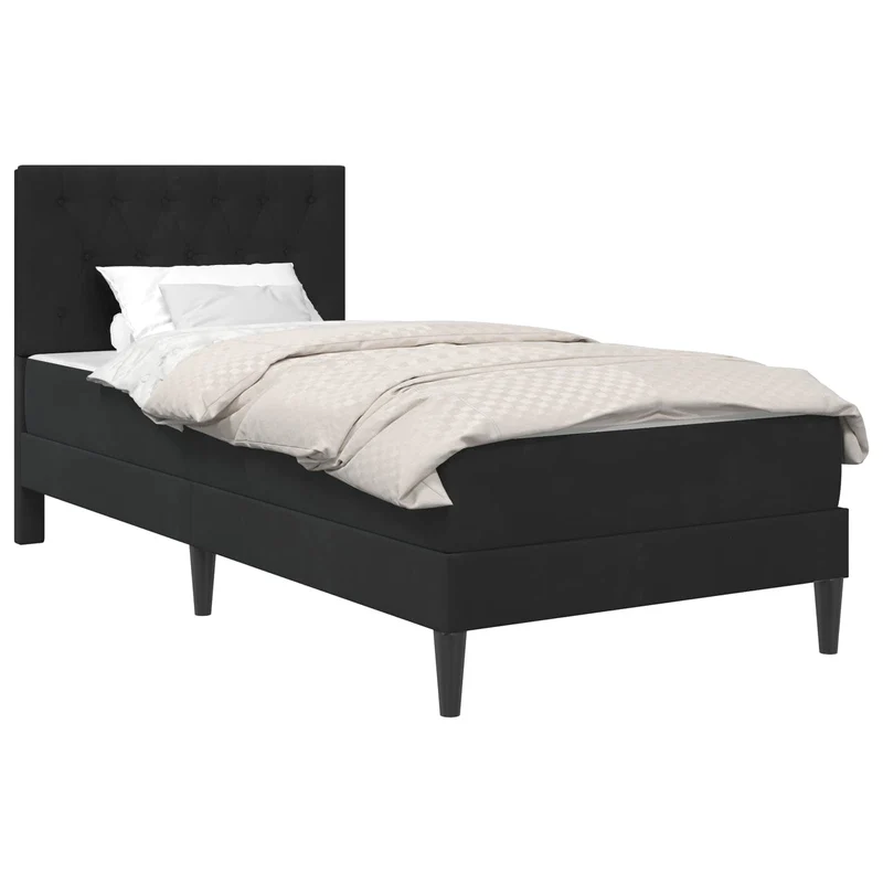 Bed Frame with Mattress Black 90 x 190 cm Velvet