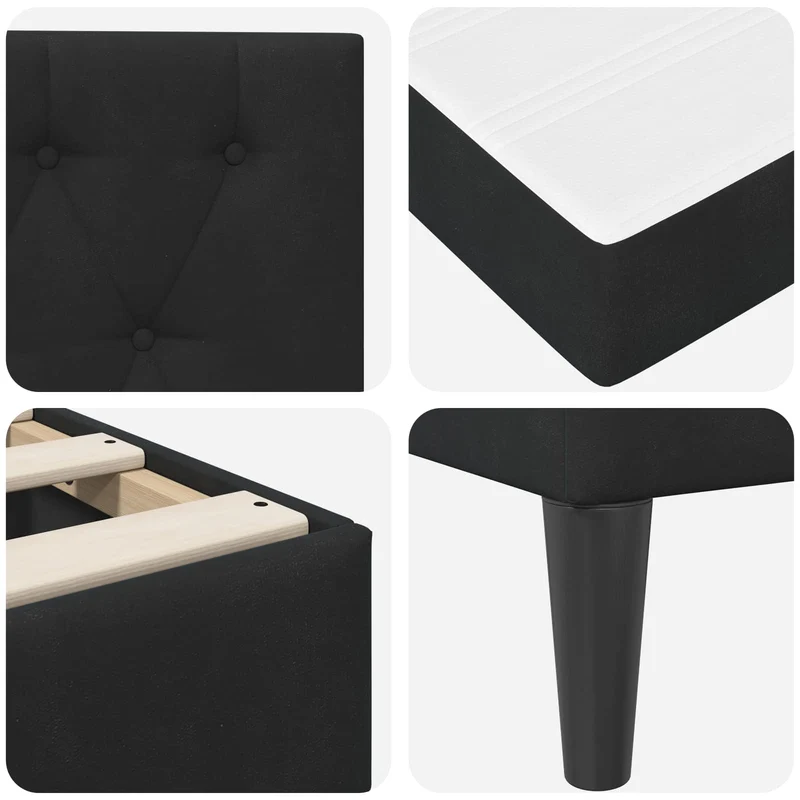 Bed Frame with Mattress Black 90 x 190 cm Velvet