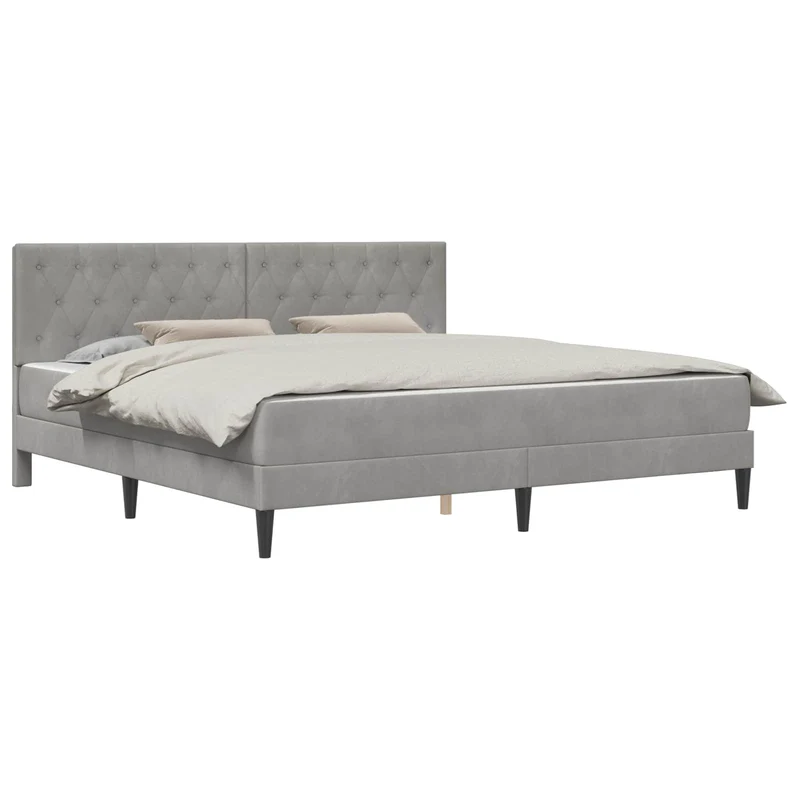 Bed Frame with Mattress Light Grey 180 x 200 cm Velvet
