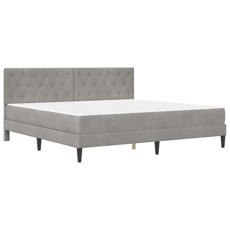 Bed Frame with Mattress Light Grey 180 x 200 cm Velvet