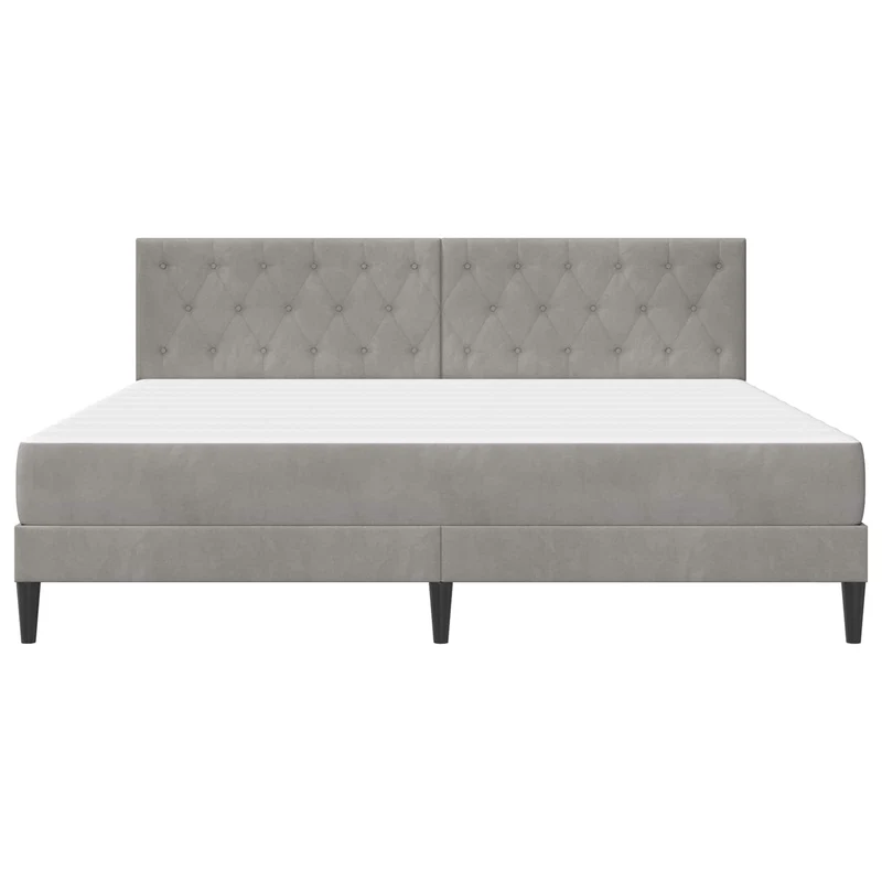 Bed Frame with Mattress Light Grey 180 x 200 cm Velvet