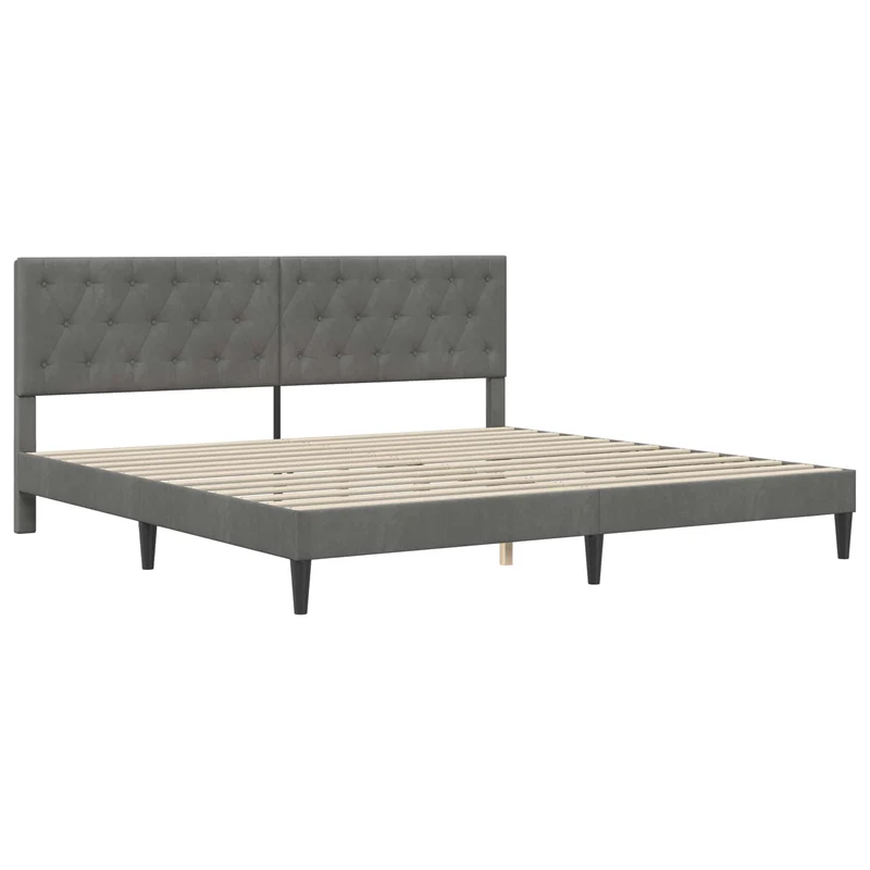 Bed Frame with Mattress Dark Grey 180 x 200 cm Velvet