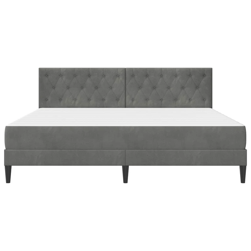 Bed Frame with Mattress Dark Grey 180 x 200 cm Velvet