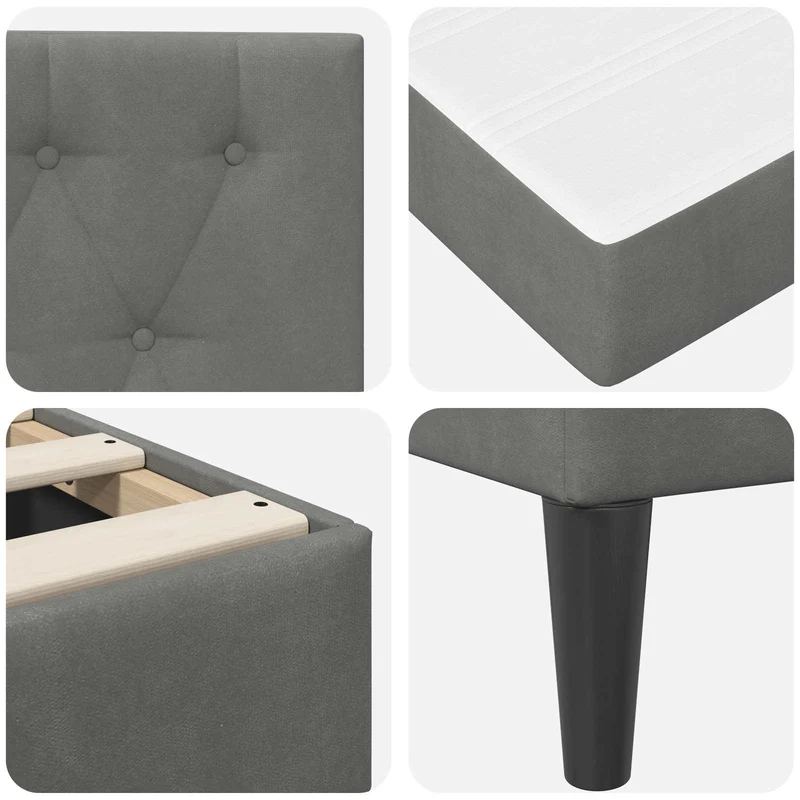 Bed Frame with Mattress Dark Grey 180 x 200 cm Velvet