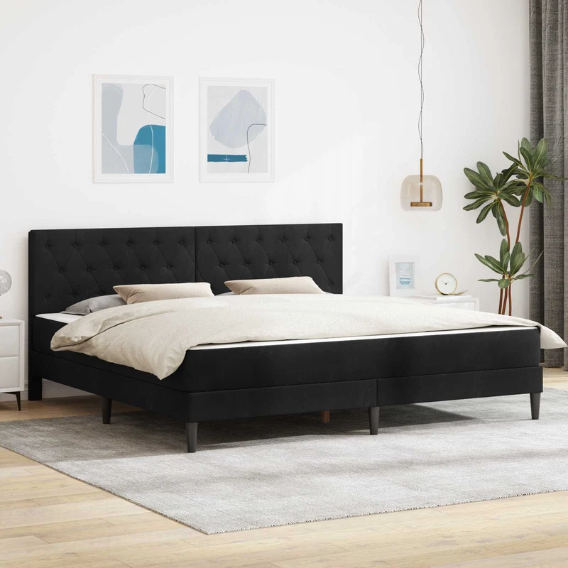 Bed Frame with Mattress Black 180 x 200 cm Velvet