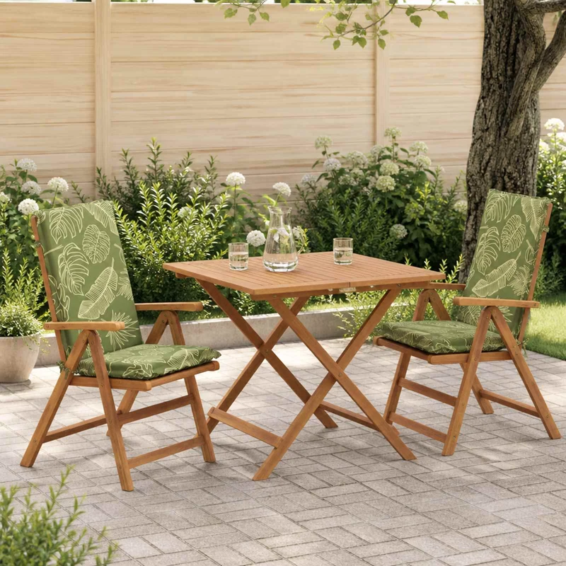 High Back Chair Cushion GEMERT 2 pcs 100% Polyester Leaf Design