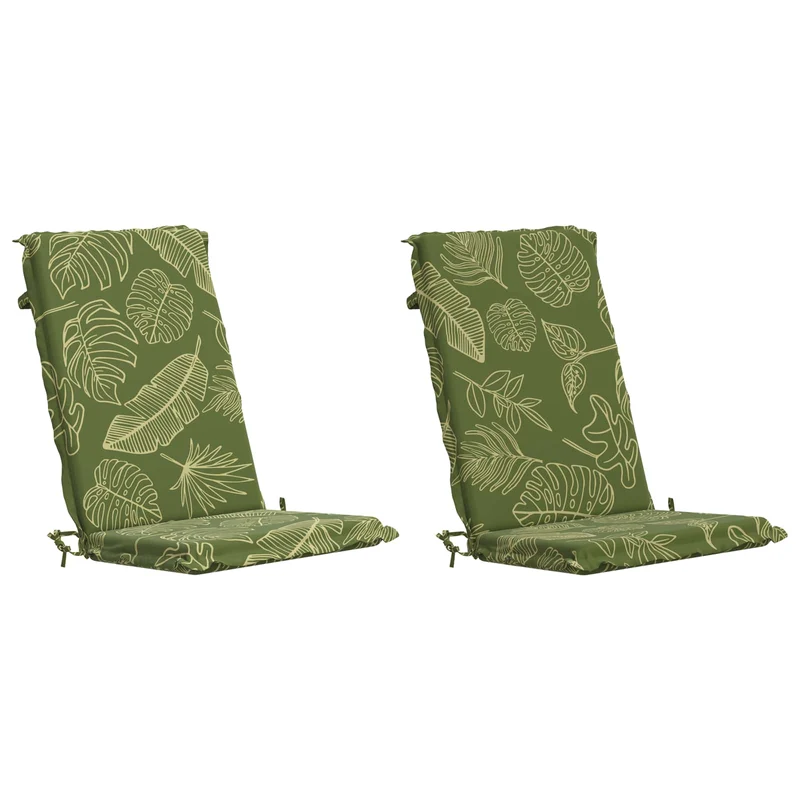 High Back Chair Cushion GEMERT 2 pcs 100% Polyester Leaf Design
