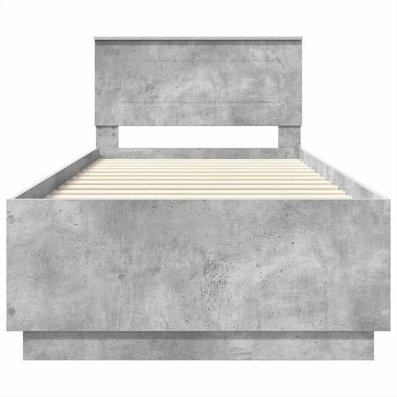 Bed Frame Concrete Grey 70 x 190 cm Engineered Wood